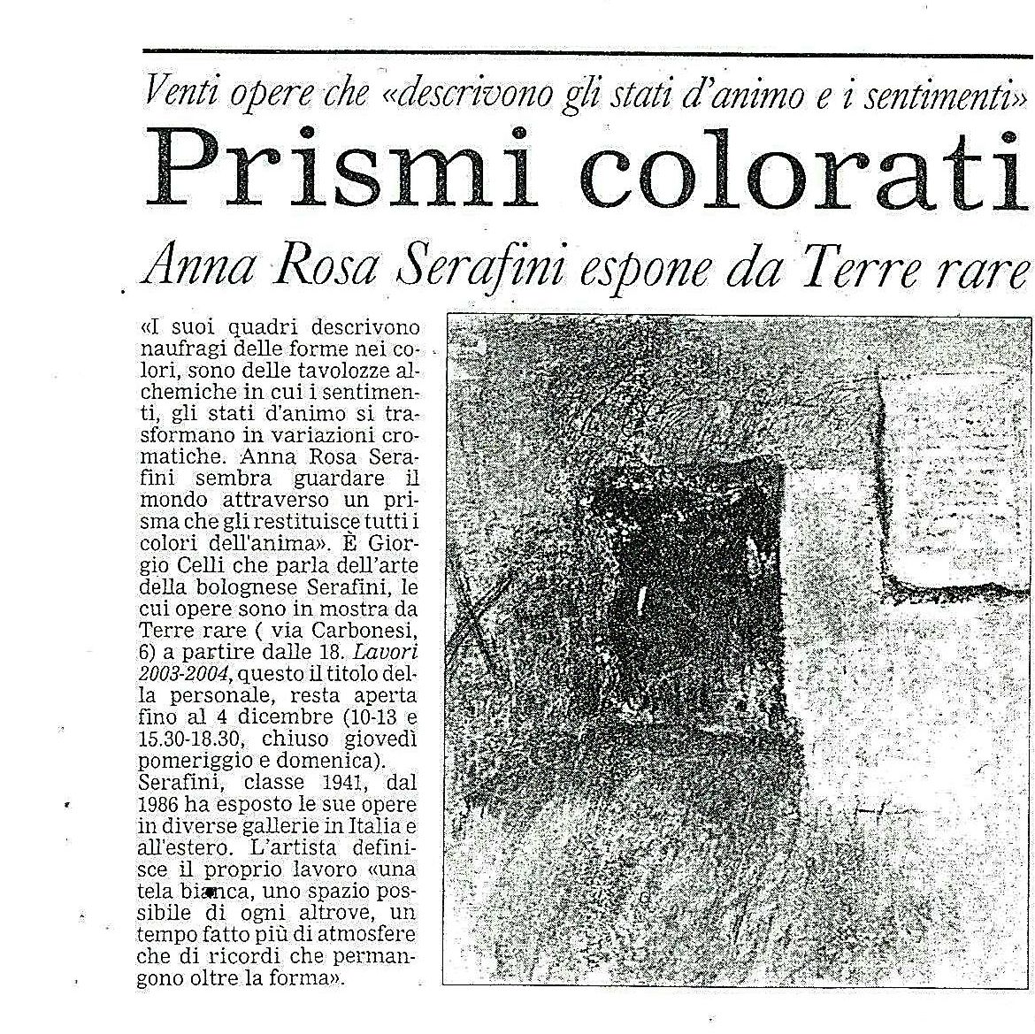 Serafini lavori 2003-2004, Il Domani di Bologna Novembre 2004.jpg